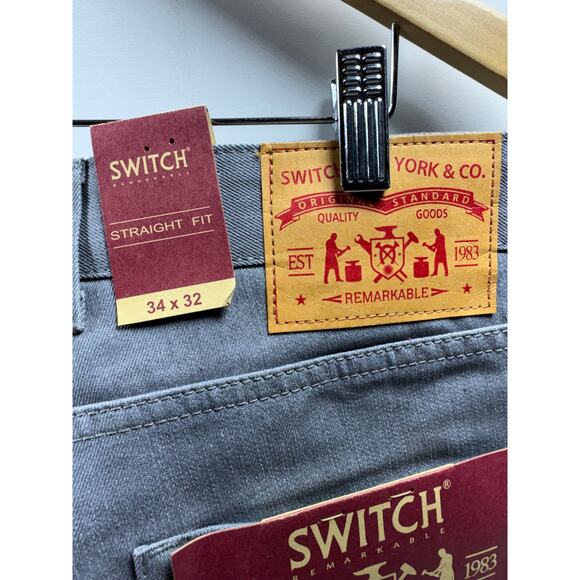 Switch Y2K Men’s Streetwear Jeans Gray 34X32 Grunge New Hip Hop Straight Fit - Picture 6 of 9